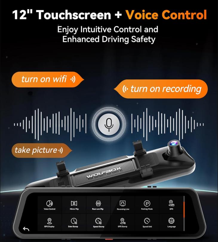 WOLFBOX G900 PRO Mirror Dash Cam with STARVIS 2 IMX678 128GB Card 5.8GHz WiFi 4K Front 2.5K Rear Video TikTokShopHolidayHaul Dashcam for Cars