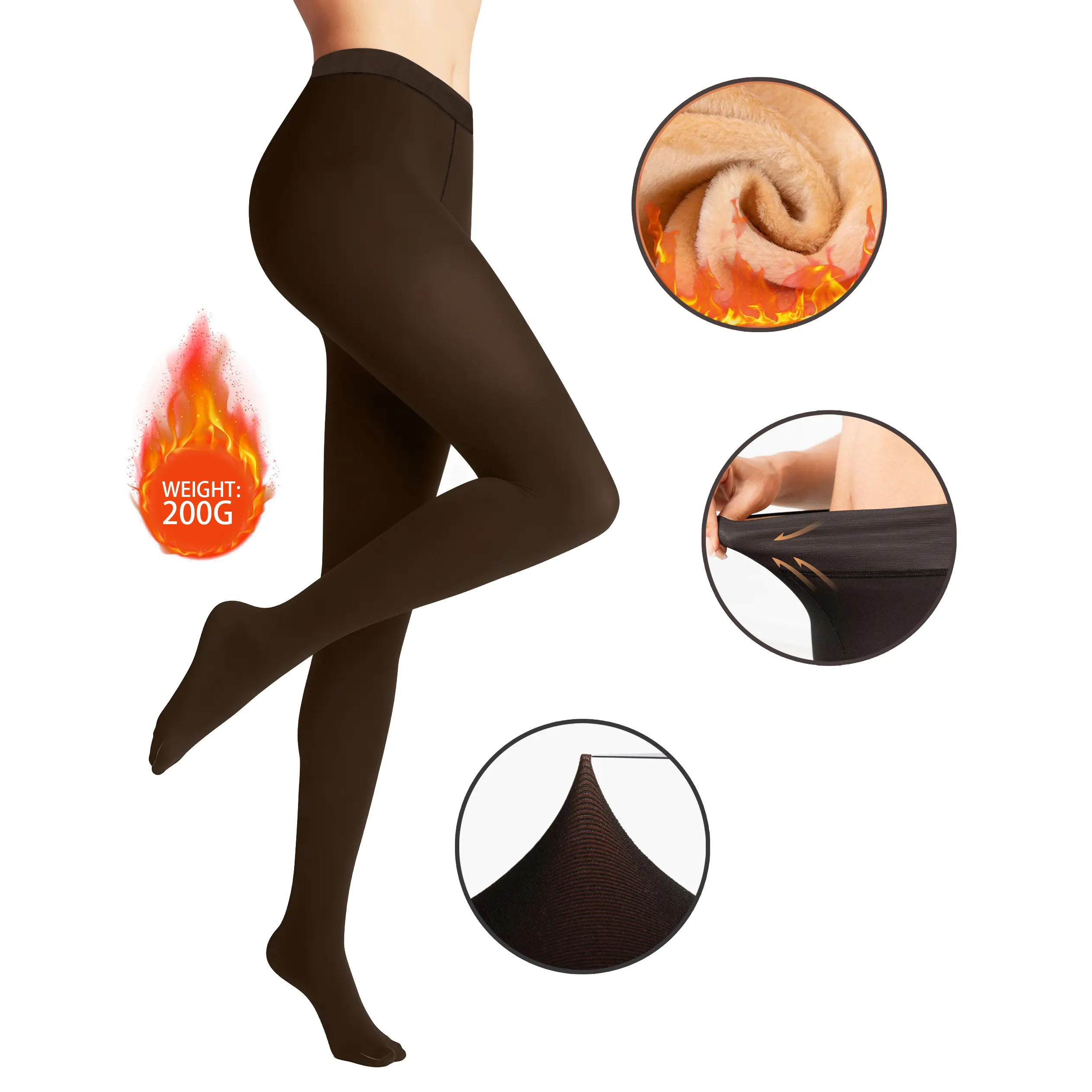 Hylaea Original Fleece Lined Leggings for Women Closed Foot Seamless Winter Tights Plus Size Warm Cozy Fashion - Basic FallFreshness