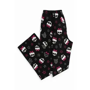 Gothic Skull Bow Pajama Pants – Black & Pink Star Print Lounge Sleepwear Bottoms, Cozy PJs Gift Unisex