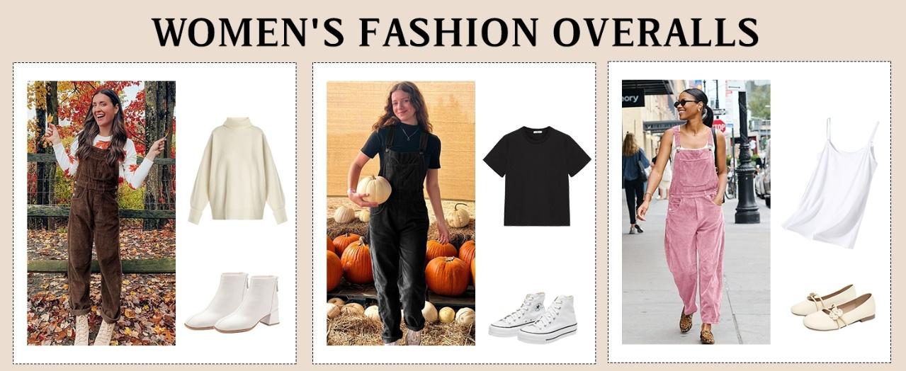 UANEO Corduroy Overalls for Women Barrel Wide Leg Bib Corduroy Pants Women Adjustable Romper Jumpsuit with Pockets