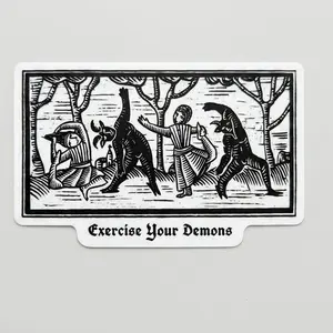 Exercise Your Demons Magnet, Gothic Dark Humor Witchy Art, Indoor Outdoor Magnet