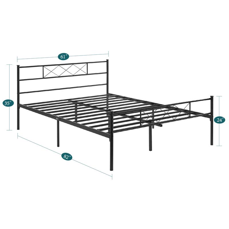 VECELO 3 Pieces Bedroom Set Bed Frame with Nightstands Set Metal Platform Queen Size, Bed Frame with Headboard, Steel Slat Support, No Box Spring Required, Easy Assembly, Twin/Full/Queen, Black/White