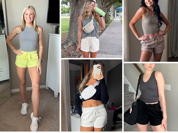 ODODOS Women's Sweat Shorts with Pockets Cotton French Terry Drawstring Summer Workout Casual Lounge Shorts