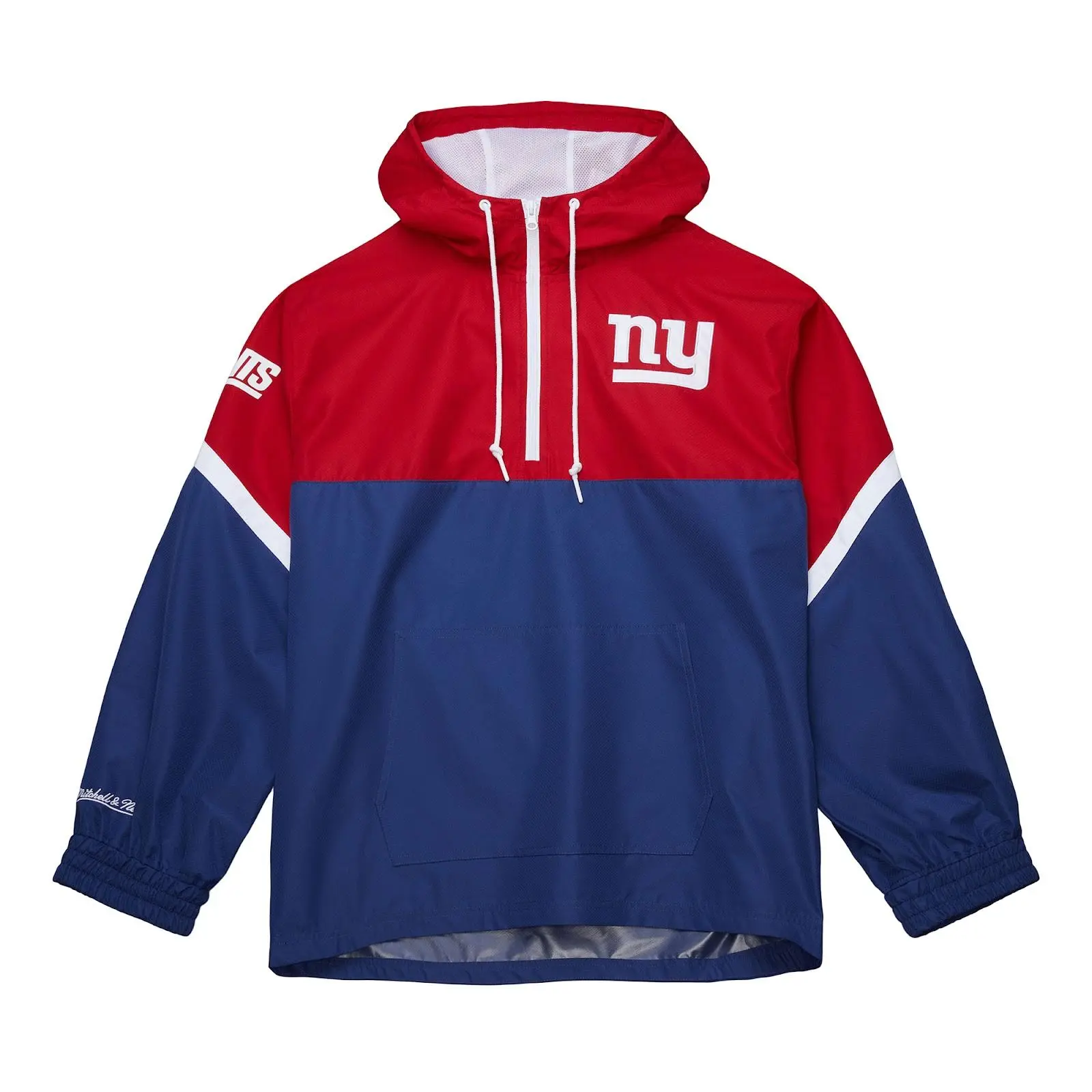 New York Giants Navy/Red Tie Breaker Vintage Lightweight Anorak Quarter-Zip Windbreaker