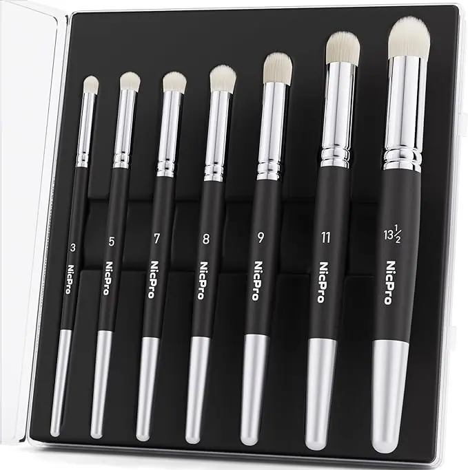 Nicpro 7-Size Professional Dry Brushes Set with Storage Case, Assorted Precision Paintbrushes for Tabletop & Wargames Miniature Model Painting, Brushes Set Paintbrushes, Assorted Brushes Paintbrushes