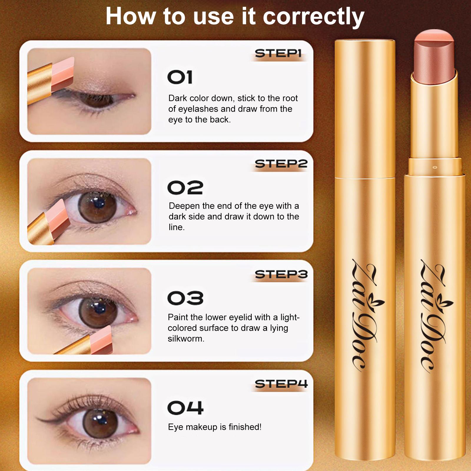 3-in-1 Easy Eyeshadow Stick for Beginners，Smudge-Proof in Seconds, One-Stroke Application，Creamy Shimmer Trio Eyeshadow Stick