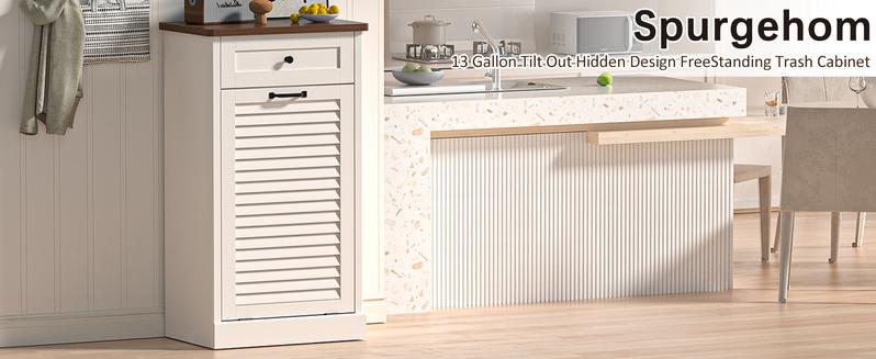 【Does Not Include Trash Can】 Spurgehom Maximize Your Space: Freestanding 13 Gallon Cabinet Discreetly Combines a Tilt-Out Trash Can, Laundry Hamper & Drawers. Keep Your Kitchen or Living Room Organized and Clutter-Free 【Does Not Include Trash Can】 Spurgehom Maximize Your Space: Freestanding 13 Gallon Cabinet Discreetly Combines a Tilt-Out Trash Can, Laundry Hamper & Drawers. Keep Your Kitchen or Living Room Organized and Clutter-Free