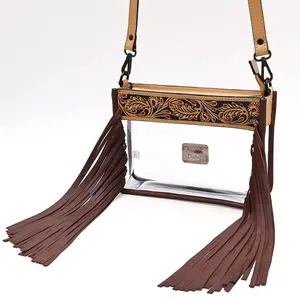 American Darling Clear Bag Beautifully Hand Tooled Genuine Leather Women Bag Western Handbag Purse |