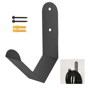 Yuleimy Industrial Battle Rope Storage Hook, Heavy-Duty Wall-Mount Gym Rope Hanger Bracket, 100 LBS Capacity, Large Steel Organiser Rack for Home Gyms, Black, 1/2 Pack