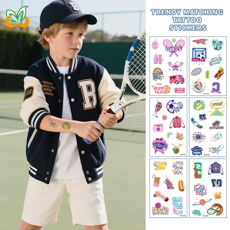 10 Sheets Children’s Sports Temporary Tattoos – Soccer Cartoon Theme, Personalized Cool Arm Stickers, Waterproof & Long-Lasting