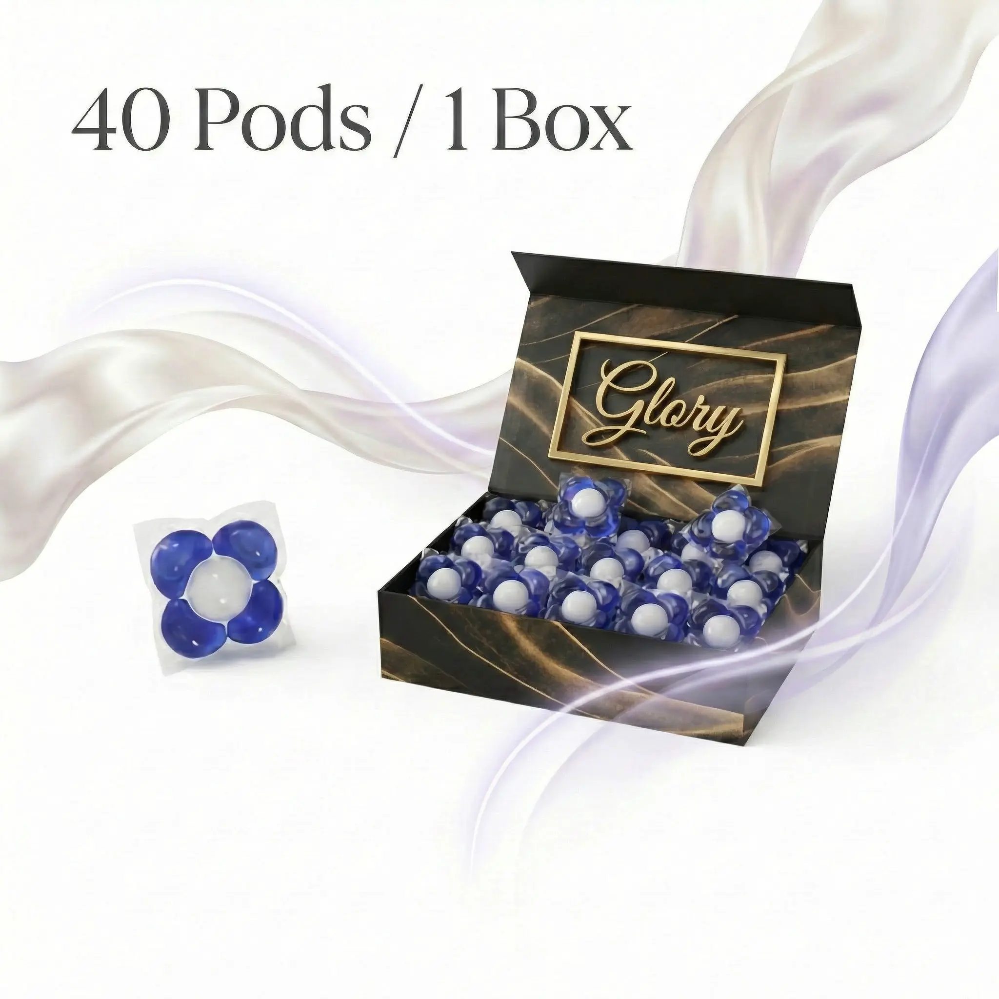 Luxury Scented 4-in-1 Laundry Pods (40 Count) – Anti-Color-Bleed Formula with African Oud Wood Cologne Aroma, Deep Cleaning & Fabric Softening