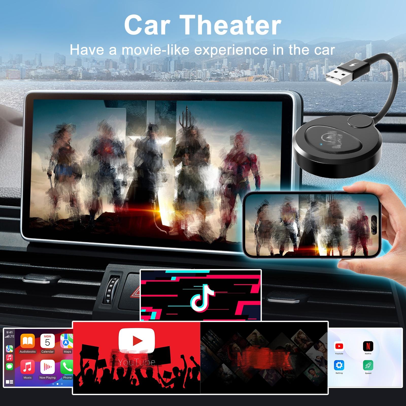 Wireless CarPlay/Android Auto Al Box Supports Netflix YouTube Miracast TF Card, for Factory Wired CarPlay/ Android Auto Cars 2016+,Stream Media to Car