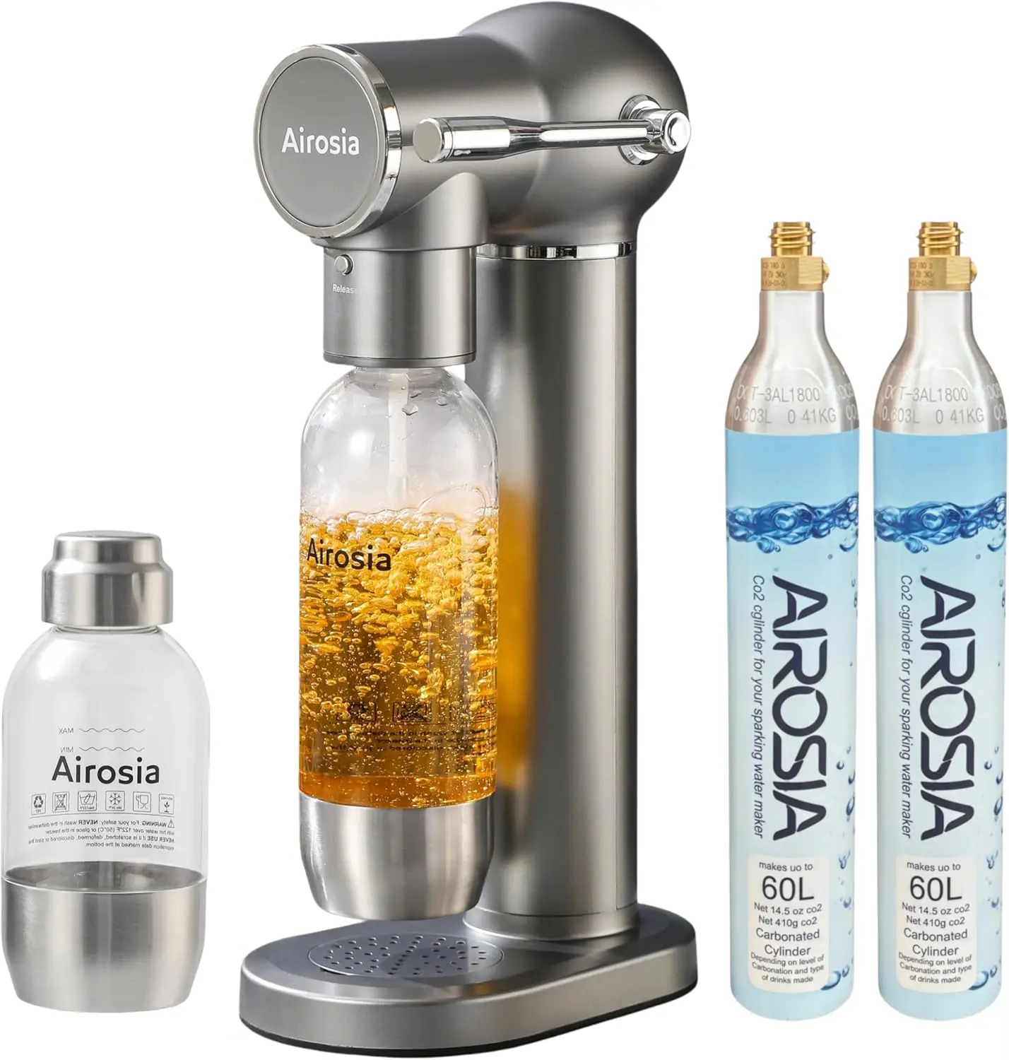 ABS Soda Maker Machine - Custom Carbonator for Juice, Cocktails & Any Drink, Home Detachable 3-Speed Adjustable Bubbles Device with 2 CO2 Cylinders, 1L+0.5L BPA-Free Bottles & Built-In Safety Pressure Valve