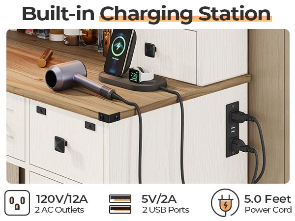 Valentine’s Gifts: Hasuit Farmhouse Vanity Desk with Mirror and Lights, White Makeup Dressing Table with Charging Station, Rustic Vanity Mirror with Sliding Barn Door, Vanity Table with 3 Adjustable Lighting Modes