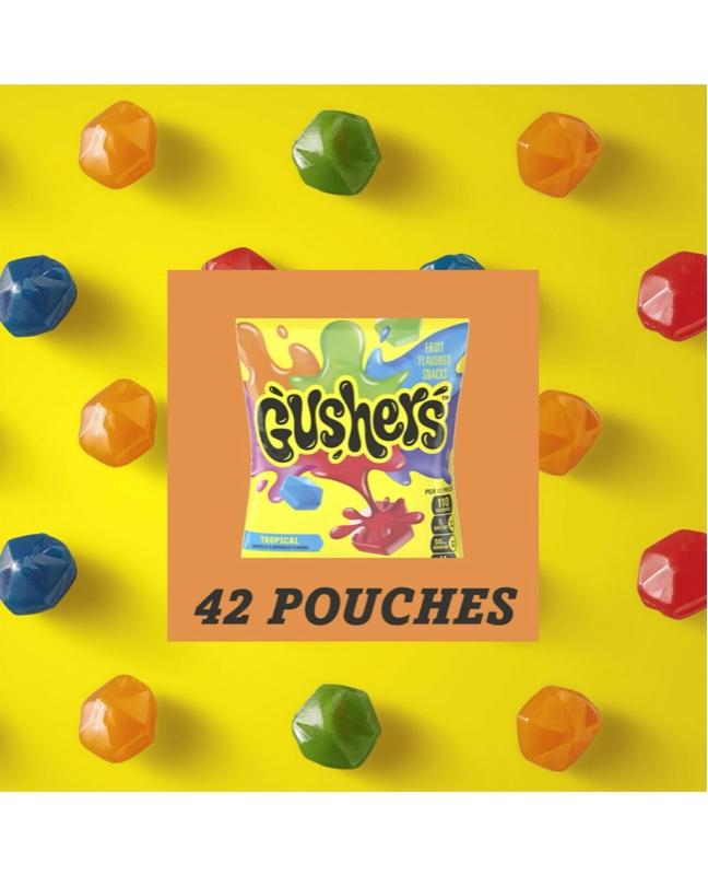 Gushers Strawberry & Tropical Variety Pack 0.8 oz - 42 Pouches of Fun and Colorful Treats, Good Source of Vitamin C, Gluten Free, Gelatin Free addict Gushers Strawberry & Tropical Variety Pack 0.8 oz - 42 Pouches of Fun and Colorful Treats, Good Source of Vitamin C, Gluten Free, Gelatin Free addict