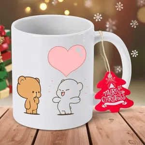 Adorable Cartoon Bear and Heart Ceramic Coffee Mug with Pink Heart Design Durable Reusable NonSlip Perfect for Nurses Halloween Thanksgiving and Valentines Day