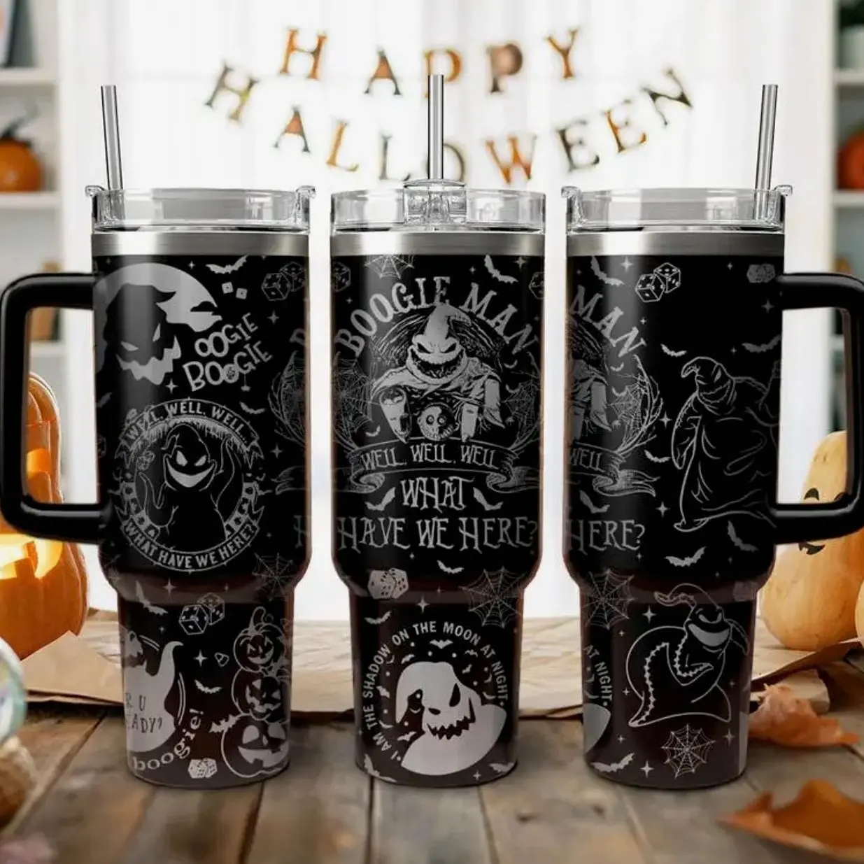 Oogie Boogie Inspired 20oz/30oz/40oz Stainless Steel Tumbler– Halloween Double Wall Vacuum Insulated Travel Mug, Spooky Fan Gift