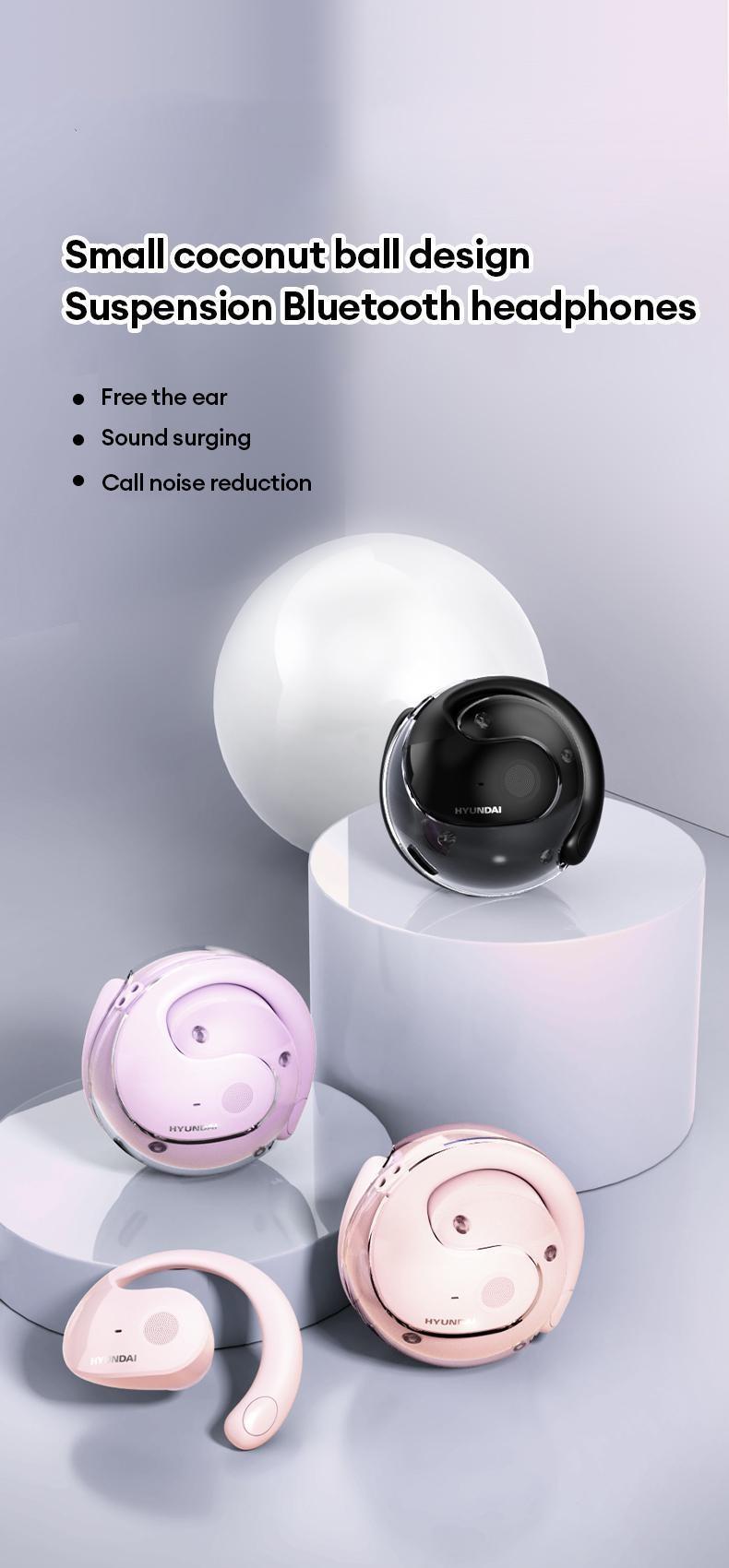 HYUNDAI T26 Pro Open-Ear Wireless Bluetooth 5.4 Stereo Headphones Supports 169-Language Translation, Chargeable & Automatic Connection, Intelligent Noise Reduction, Waterproof Sport Earphones for Music & Phone Calls