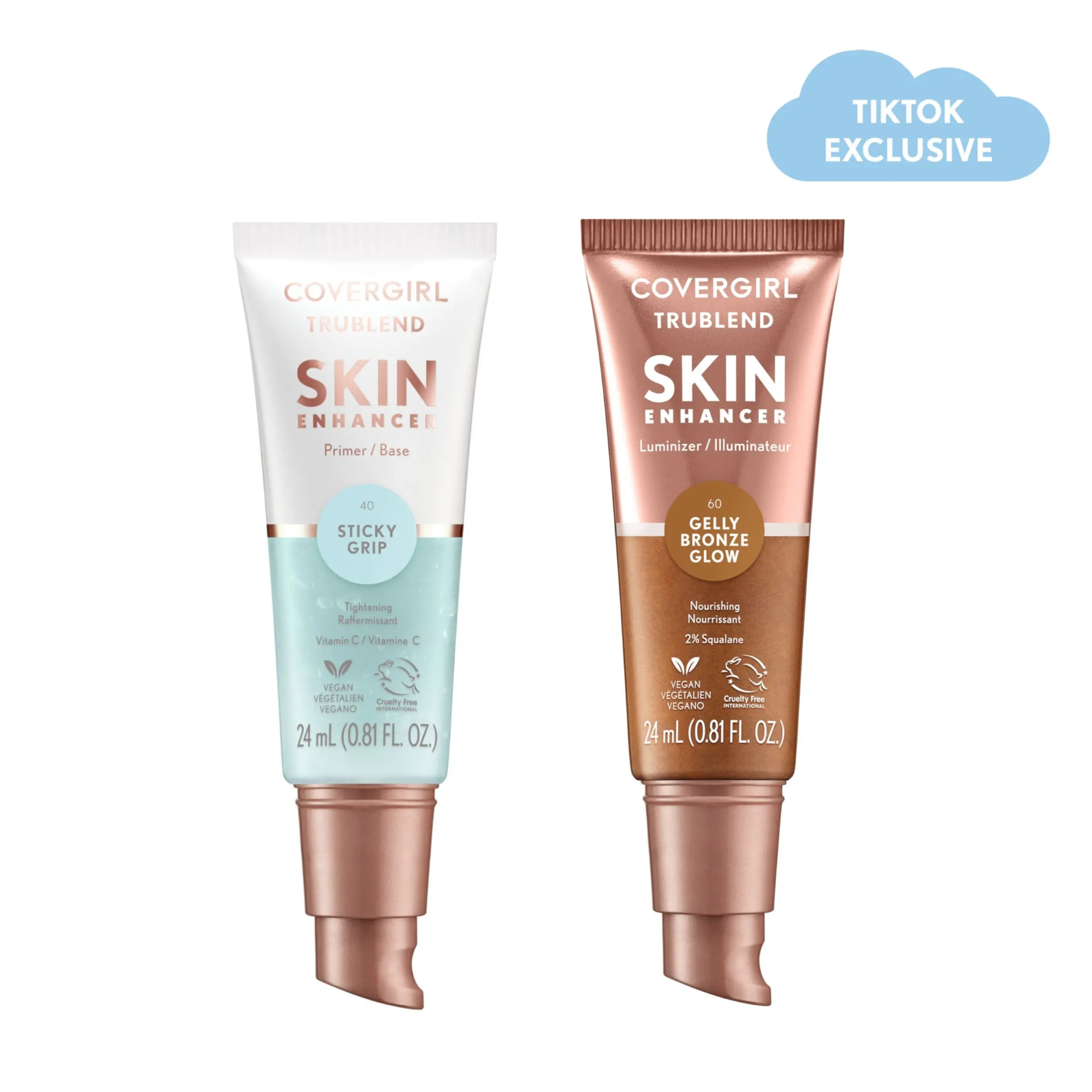 COVERGIRL Butter Skin Bundle: Hydrating Sticky Grip Primer & Bronze Glow Luminizer, 2-Piece Cosmetic Makeup Set with Hyaluronic Acid, Moisturizer