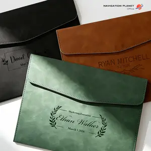 Custom Engraved Leather Portfolio Folder, Personalized Document Organizer Padfolio, Business Office Portfolio Gift for Dad Husband Boss Graduation