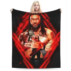 Roman Reigns Blanket Super Soft Flannel Fleece Cozy Warm Bedroom Couch Sofa Bed Decor Birthday Christmas Gift for Wrestling Fans Boys Girls Men Women Kids WWE Tribal Chief Uso