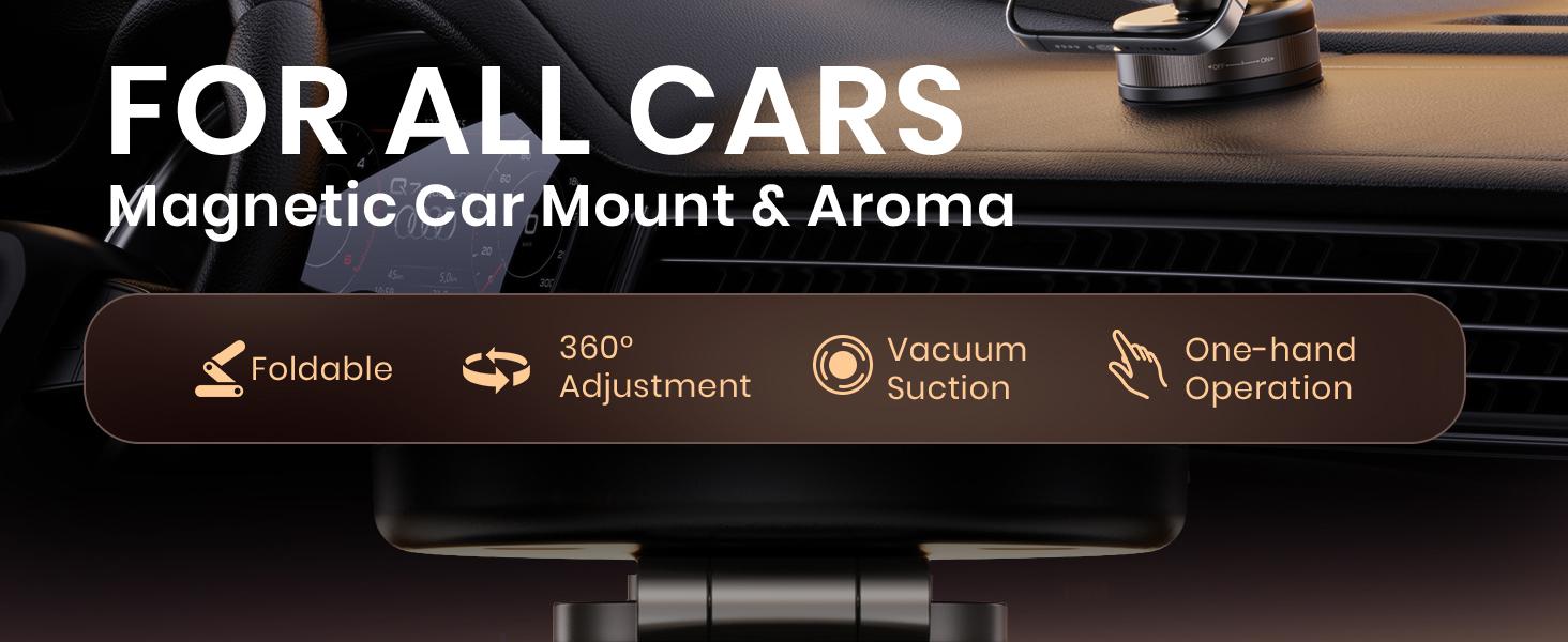 Vacuum Magnetic Phone Holder for Car 360° Adjustable Magsafe Car Mount Strong Suction for iPhone 17/16/15/14 & Android One-Hand Use Secure Hold