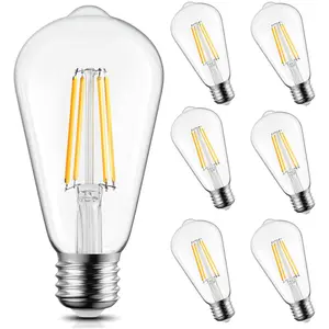 Brighttown 6 pack LED Edison light bulb, 6W, equivalent to 60W, high bright 5000k, 750 lumens, non-decreasing type, with 83+ CRI, used for exquisite decoration of ceiling fans, chandeliers, dressing table lamps, chandeliers, wall lamps, rooms, etc.