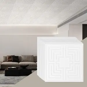 【Summervibes】VEVOR Ceiling Tiles,  12-Pack 24 x 24 in, Drop Ceiling Tiles Premium PVC Sheet, Easy Installation/ Cutting Plastic Glue-up Ceiling Tile, Ceiling Covering for Home/Office Decoration, White Echo Pattern