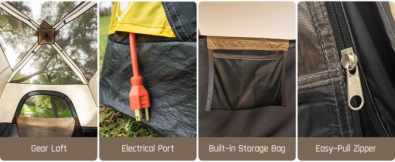 Fanttik Outdoor Zeta C4/C6 Pro Instant Cabin Tent 4/6 Person Portable Waterproof with Removable Canopy, Windproof, and High-Quality Materials Camping Equipment Spacious Interior