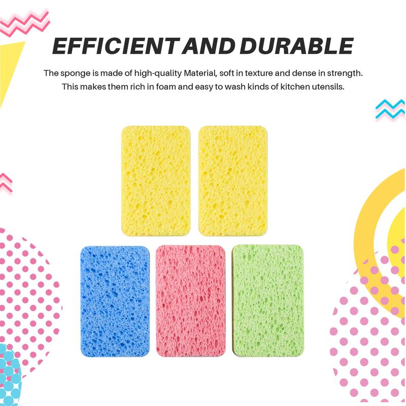 Large Cellulose Sponges,Kitchen Sponges for Dish, Duty Scrub Sponges,Non-Scratch Dish Scrubber Sponge for Cookware 5 Pcs