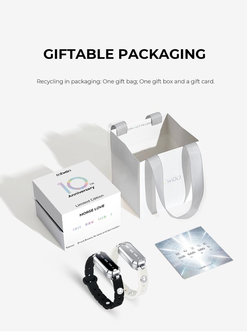 totwoo Morse Love Long Distance Touch Bracelets with Silicone Remote Vibration & Flash Sync Love Connect Gift for Couples Sun&Moon Women Jewelry