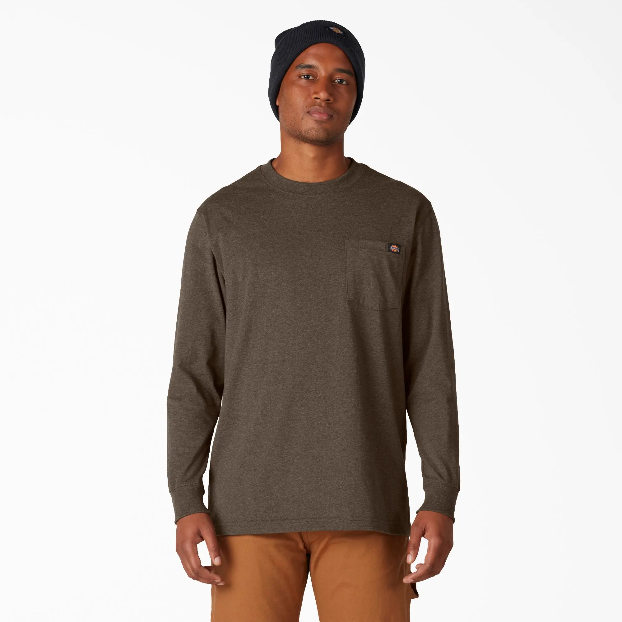 Heavyweight Heathered Long Sleeve Pocket T-Shirt Casual T Shirt Casual Stylish Tee