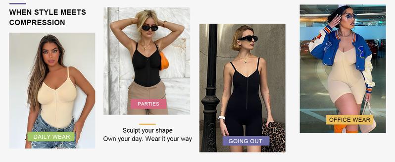 SHAPERX Shapewear for Women Tummy Control Bodysuits Zip-Up Comfort Ultra Stretch Fabric Customizable Fit Breathable Mesh Design Comfortable Fit