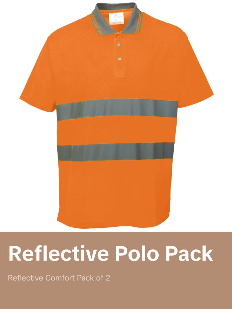 Cotton Comfort Reflective Safety Short Sleeve Polo Shirt (Pack of 2)
