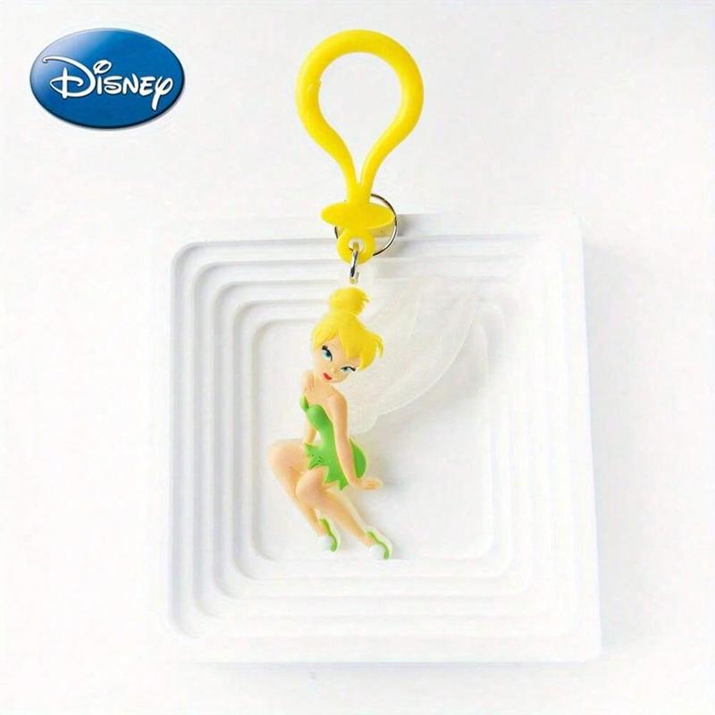 Disney Princess Tinker Bell PVC Keychain 1PC Official License Figurine Bag Clip Charm Collector Keyring Backpack Decor Durable PVC Rubber Gift