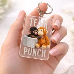 Team Punch Monkey Keychain, Cute Monkey Acrylic Keychain, Funny Animal Keyring, Gift for Friends, Team Gift Idea