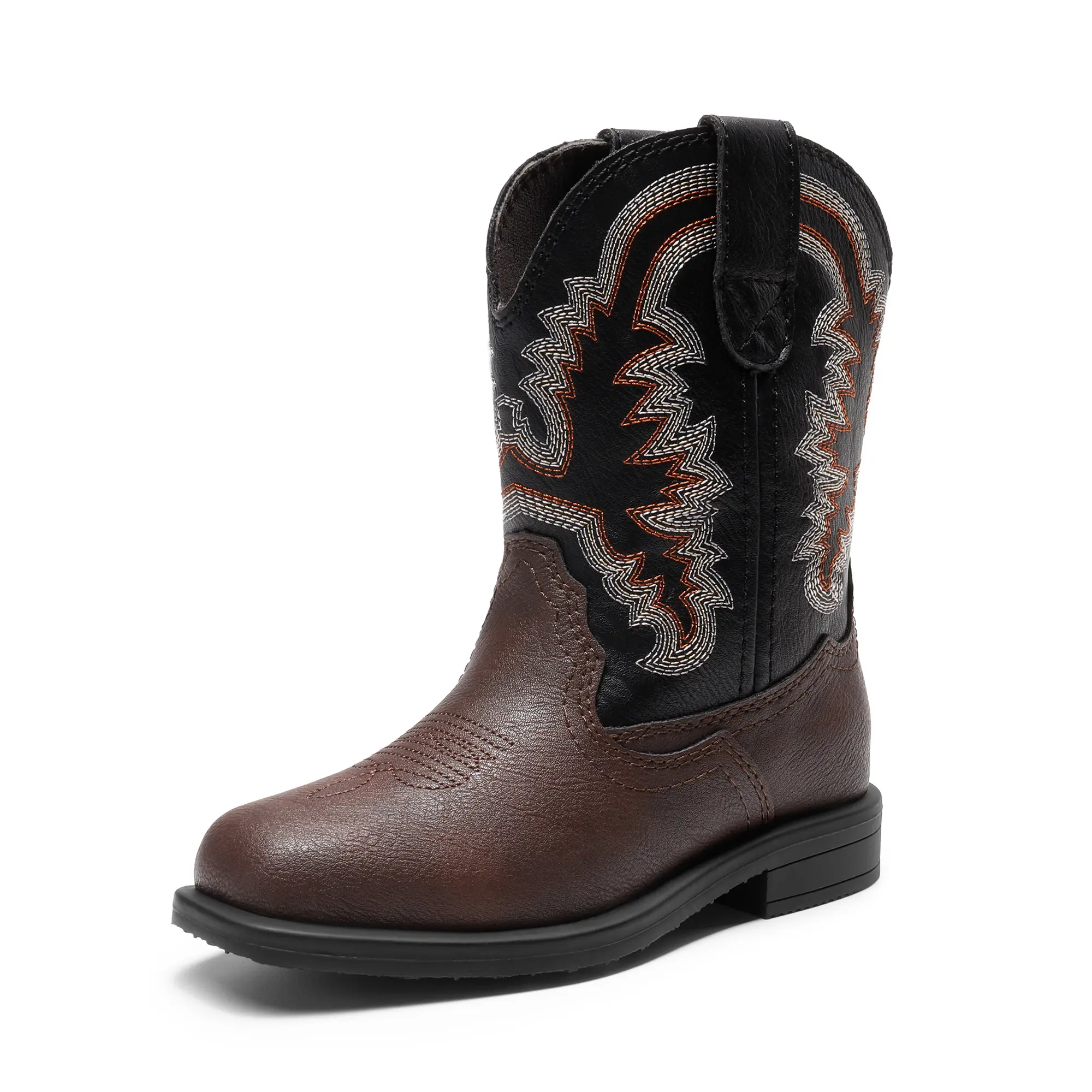 DREAM PAIRS Kids Boy's Girl's Cowboy Cowgirl Boots Little Kids Western Square Toe Riding Mid Calf Boots Fashion Western Boots For Kids