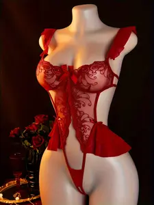 LUSHLACE Sexy Hollow Out Bodysuit Tight Jumpsuit for Women