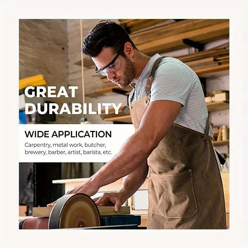 【FaddishDeal】Multi-pocket canvas work apron, tool front with adjustable cross back strap, practicaltool for gardening. 【FaddishDeal】Multi-pocket canvas work apron, tool front with adjustable cross back strap, practicaltool for gardening.