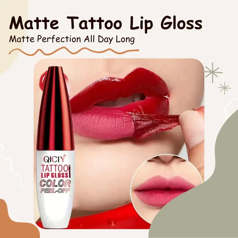 Tattoo Lip Gloss - Transfer-Proof Matte Lip Tint, Non-Sticky & Lightweight, 12H Wear