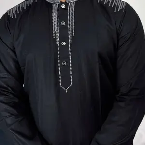 Midnight Black Embroidered Men’s Punjabi