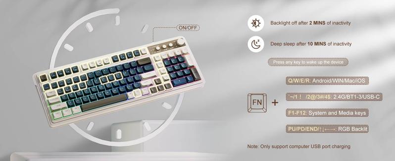 AULA S99 Key Keyboard, Tri-Mode Bluetooth/2.4GHz/USB-C Cute Creamy Gaming Keyboard with Number Pad RGB Backlit, Media Knob Custom for MAC Xbox PC Gamer Valentine's Day gift S99 Keyboard Fixed Keycaps & Switches (Non-Replaceable)