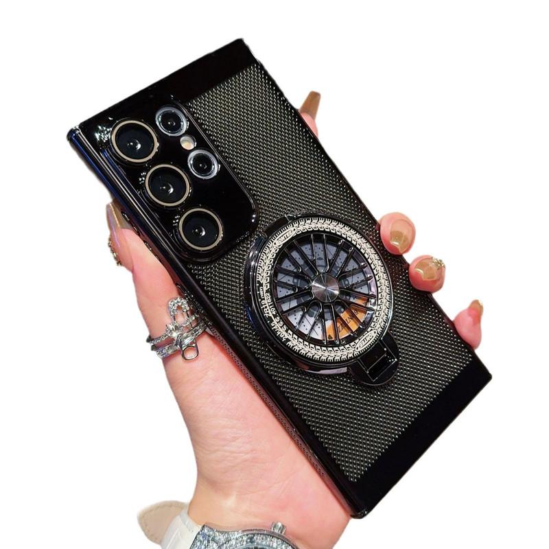 Compatible with S26Ultra/S25Ultra/s24/s23 Rotating gyroscope stand phone case, electroplated heat dissipation mesh shell, fully wrapped lens film phone case -HN311-1