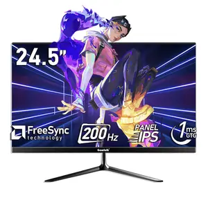 24.5 Inch IPS PC 200Hz Gaming Monitor, FHD 1080p Screen, 1ms Without Bezel, freesync,  178 ° Angle View, 99% sRGB,HDMI、DisplayPort, Compatible with Wall mounting 75 * 75MM - Black