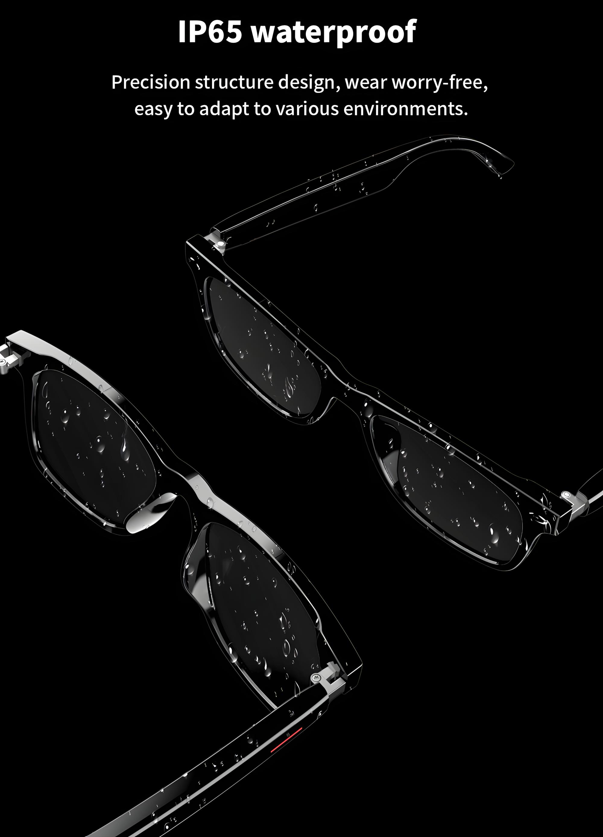 AI Smart Glasses with Bluetooth Compatible with Google Translation & ChatGPT, Blue-Light Blocking, Built-In Speakers & Mic, Voice Assistant, Music & Calls,Hands-Free Wireless Wearable for Travel, Riding & Driving