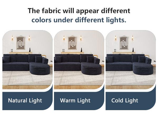 [Two packages will be shipped] Giratree 105-inch Faux Rabbit Fur Sofa, with optional left and right chaise lounges, modular design, L-shaped sectional, cloud-like comfortable modern sofa bed, deep seating design, sponge filling, no assembly required.