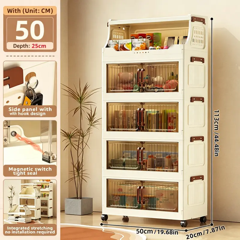 5-Tiered Collapsible Expandable Multi-Use Storage Organizer - Large Capacity Clothes Organizer Cabinet, Rotatable Bookshelf for Home, Bathroom Storage Unit, Racks, Collapsible System