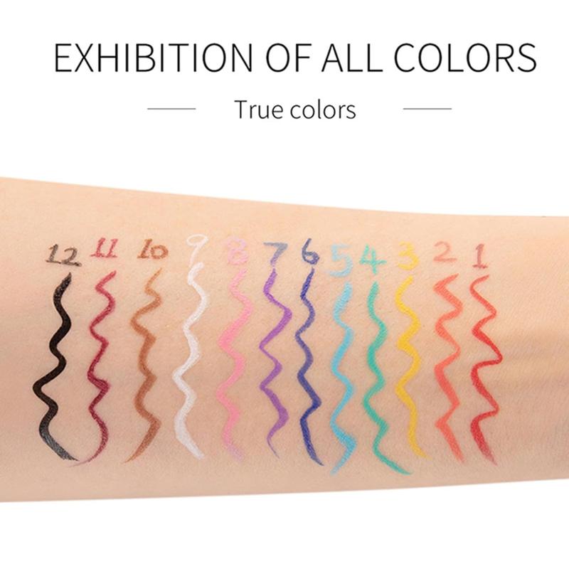 12 Colors Matte Liquid Eyeliner Set, Colorful Neon Eyeliner Pencil Rainbow Waterproof Long Lasting Matte Colorful Eyeliner Milti-Functional Eyeliner Eyeshadow Pen Valentine's Day Gifts for Women