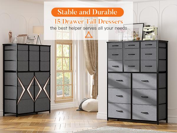 【Clearance】Raybee Furniture Viral Dresser for Bedroom with 12 Storage Drawers, Tall Dressers for Bedroom, Living Room, Apartment with Heavy Duty Wood Top and Metal Frame, Closets Storage Orgainzer, Dresser Tower, Chest of Drawers