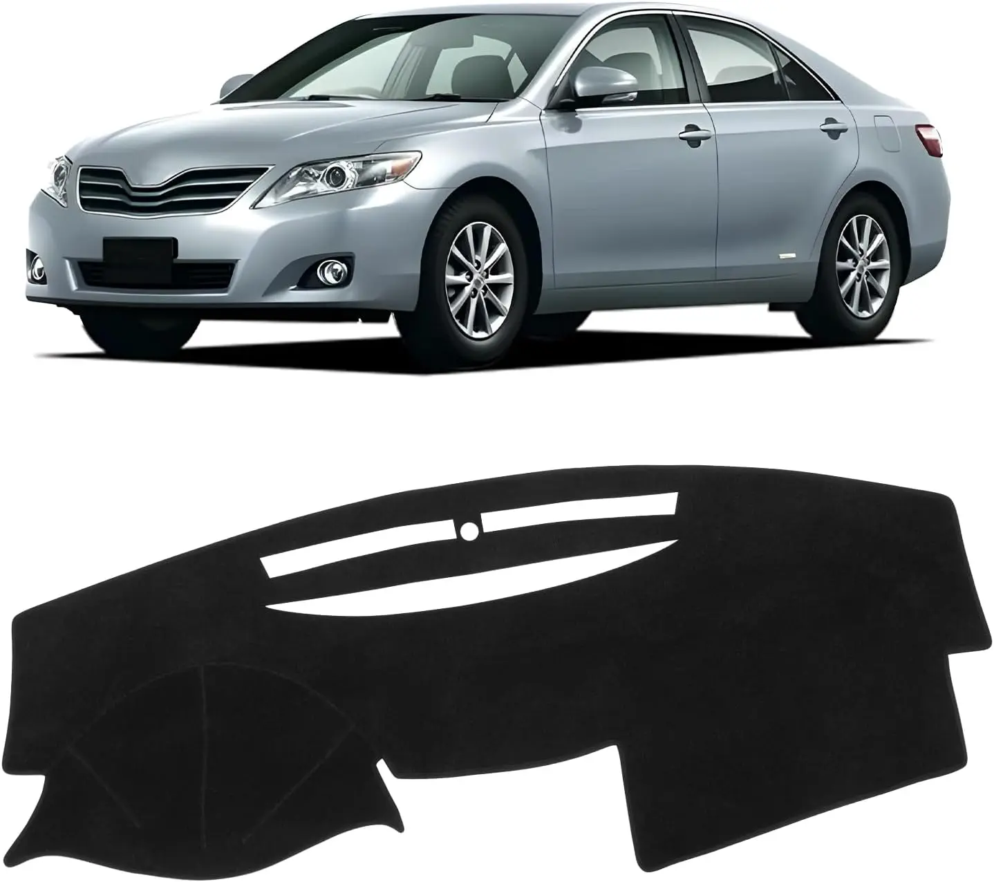 Black Dash Cover Compatible with Toyota Camry 2007 2008 2009 2010 2011 Polyester Dashboard Cover Non-Slip Dash Protector Interior Accessories for Camry Custom Fit Dash Mat No Glare